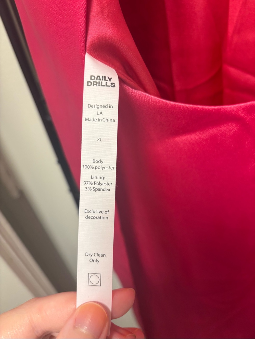 Daily Drills Silky Mini Dress with Neck Tie - Hot Pink - Picture 5 of 5